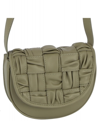 Fashion Faux Woven Saddle Crossbody Bag GLE-0118 SAGE